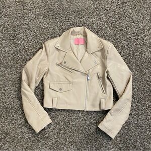 Azalea Wang Moto Jacket Women’s M Cream Beige Faux Leather Akira No Belt Edgy